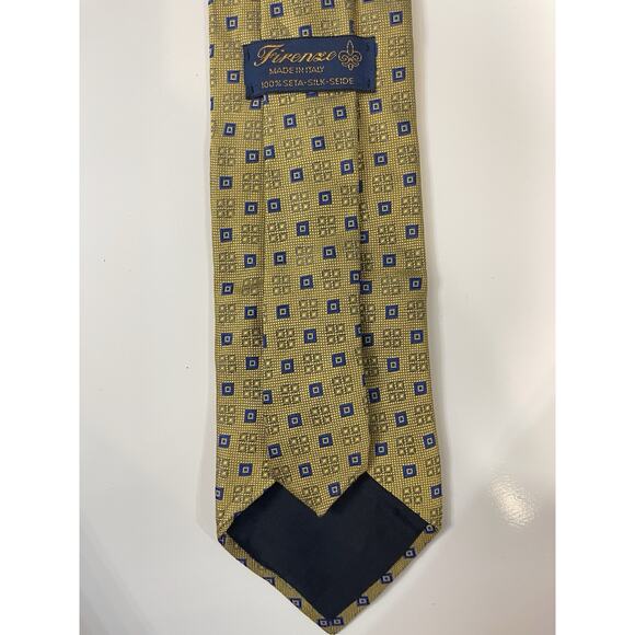 Firenze 100% Seta Silk Made in Italy Neck Tie Gold - Picture 3 of 4